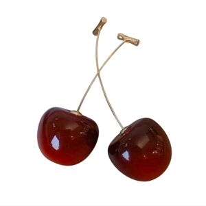 🍒 Cherry On top  Black Cherry Earrings Gold-plated  Drop Stem (OS) 🍒